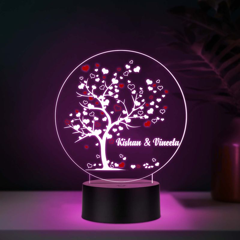Personalized Romantic Tree UV Print Auto Color Changing LED Lamp